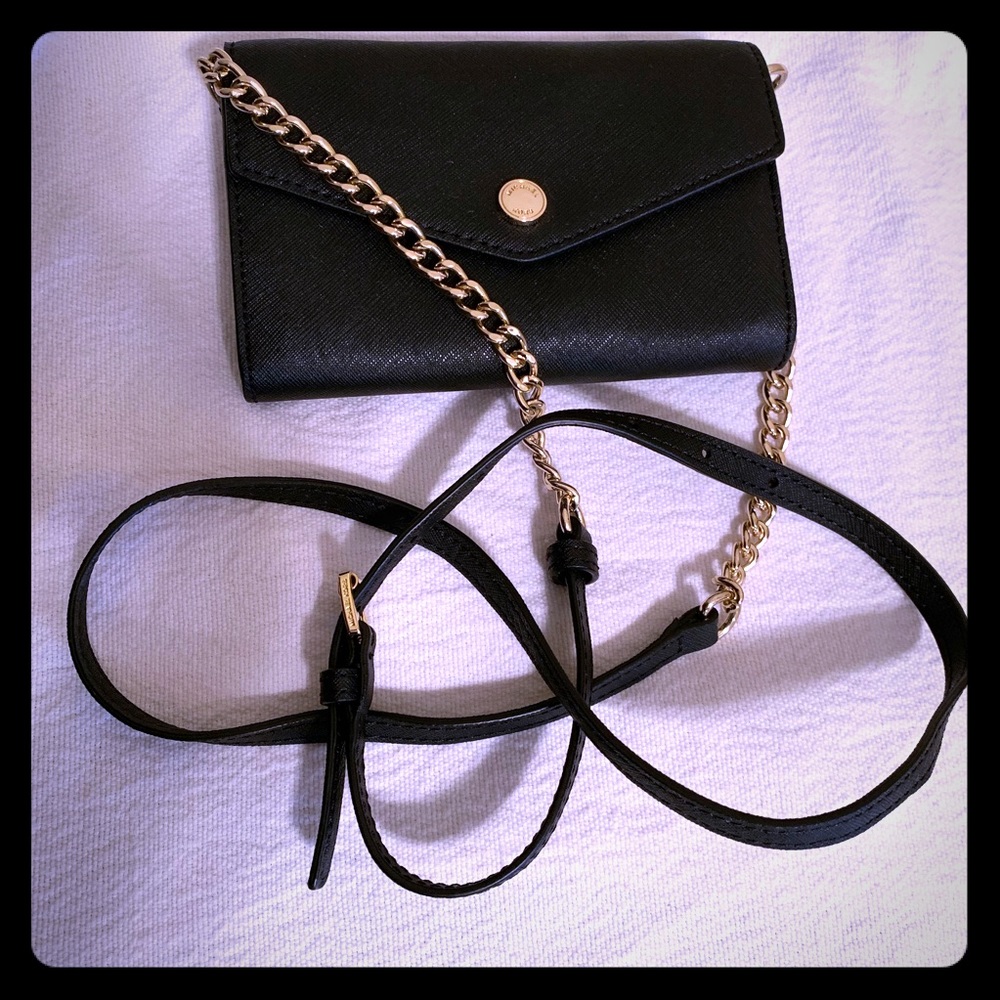 Michael Kors Jet Set Black Leather Cross-Body